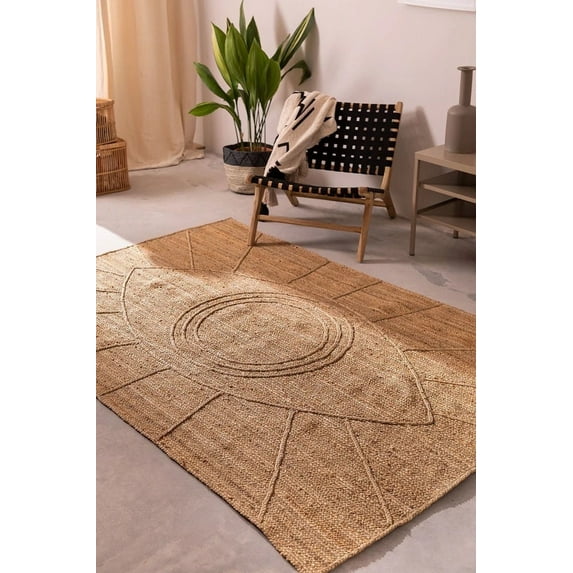 Timeless Texture: Eye Braided Jute Rug for Boho Interiors | Earthy Vibes Natural Jute Braided Rug for Farmhouse Style| Jute Braided Rug
