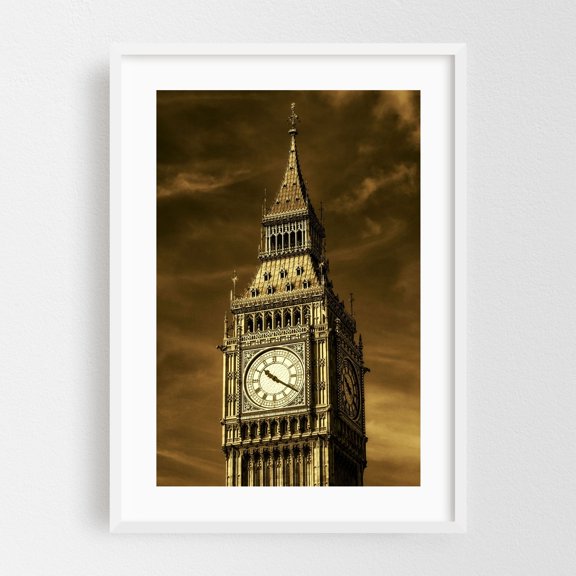Timeless Tower - London England United Kingdom Photography Architecture Vintage City Travel Poster Cityscape White Framed Wall Art Print 5 x 7 inches