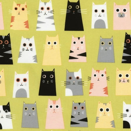 Timeless Treasures Cat Fabric - Box Cats - Olive - 100% Cotton Fabric - sold By the Yard…