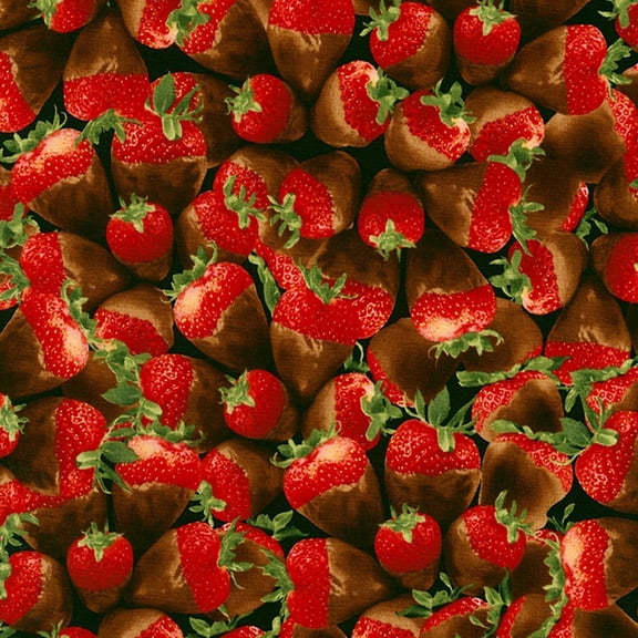 Timeless Treasures Chocolate Covered Strawberries Food 100% Cotton Fabric sold by the yard