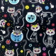 thumbnail image 1 of Timeless Treasures Day of The Dead Cat Skeletons & Fishbowls Black 100% Cotton Fabric by The Yard, 1 of 2