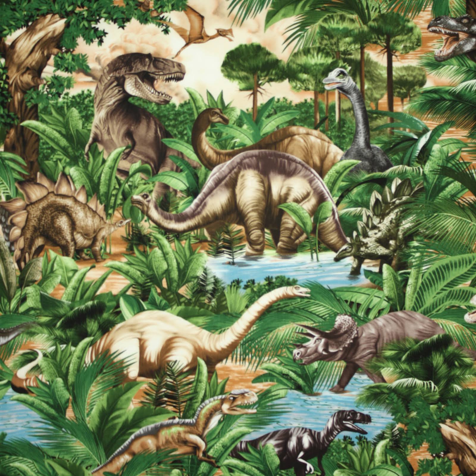 Timeless Treasures Dinosaurs Green 100% Cotton Fabric by The Yard ...