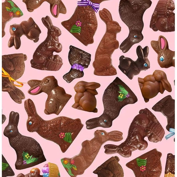 Easter Chocolate Bunnies on Pink 100% Cotton