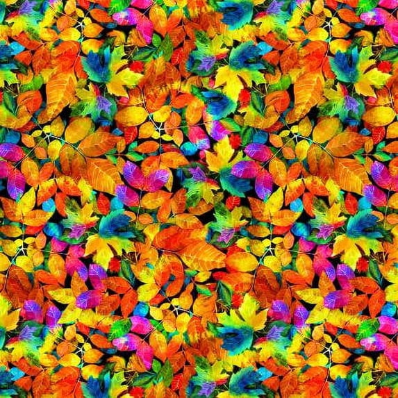 Timeless Treasures Electric Electric Colors Fall Leaves 100% Cotton Fabric sold by the yard