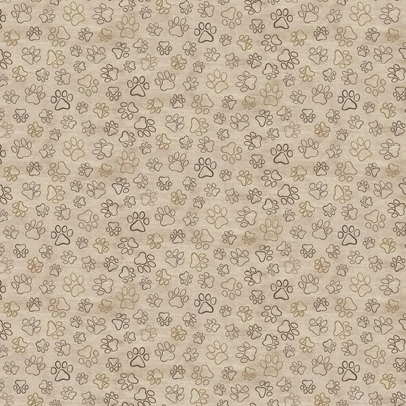 Timeless Treasures Fabrics I Love My Dog Paw Prints Natural