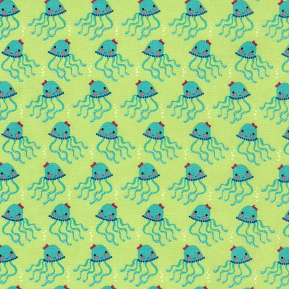 Timeless Treasures Fabrics Novelty Green Octopus 100% Cotton Fabric sold by the yard