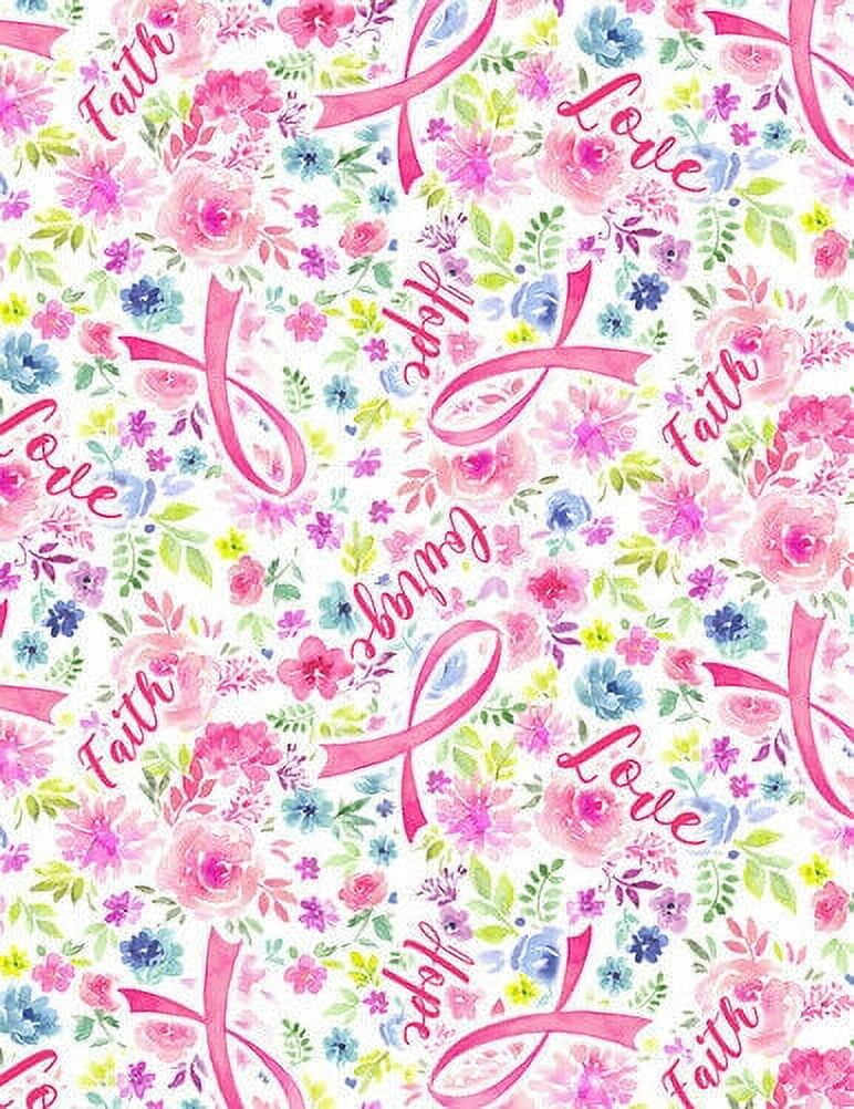 Timeless Treasures Fabrics Pink Cancer Ribbon