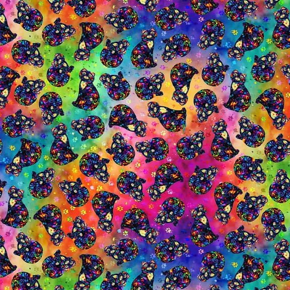 Timeless Treasures Fabrics Rainbow Cats Patterned Cats
