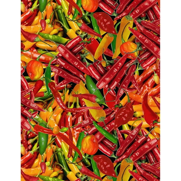 Timeless Treasures Fabrics Southwest Multi Packed Hot Peppers 100% Cotton Fabric sold by the yard
