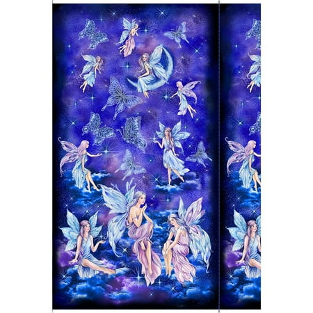 Timeless Treasures Fairy Soiree Fairies Moons & Butterflies 24x43in Panel 100% Cotton Fabric sold by the panel