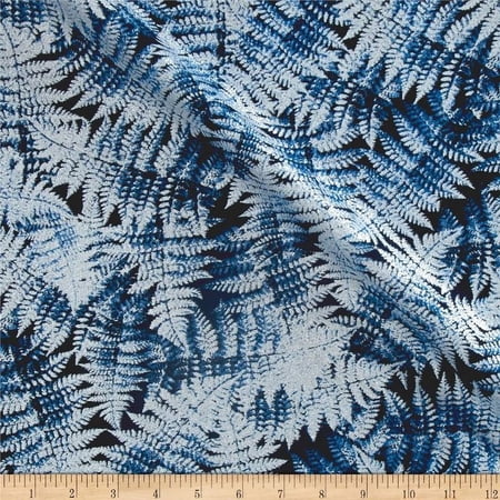 Timeless Treasures Frozen Ferns White and Blue 100% Cotton Fabric sold by the yard