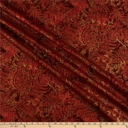 Timeless Treasures Metallic Thankful & Grateful Ferns Currant 100% Cotton Fabric sold by the yard