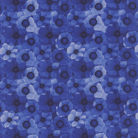 Timeless Treasures Misty Royal Packed Flowers 100% Cotton Fabric sold by the yard