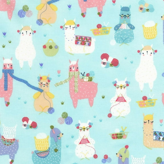 Timeless Treasures Novelty Knitting Alpacas 100% Cotton Fabric sold by the yard