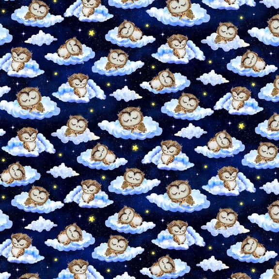 Timeless Treasures Owl Always Love You 44/45in 100% Cotton Owls on Clouds Fabric by the Yard, Navy