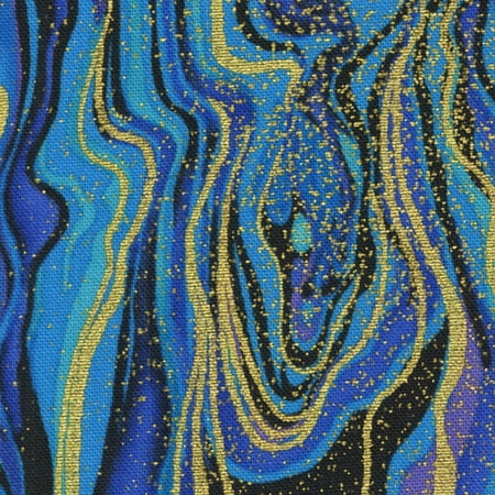 Timeless Treasures Peacock Abstract Marble Metallic 100% Cotton Fabric by The Yard