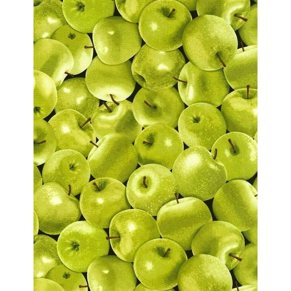Timeless Treasures Veedaf Food Fabric Packed Green Apples 100% Cotton Fabric sold by the yard