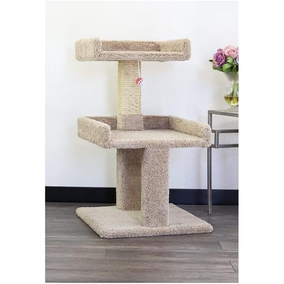 Timeless Trends Spacious Cat Tree Perch for Large Cats, Durable Carpet Upholstered Cat Play Tower, Sturdy Wood Construction
