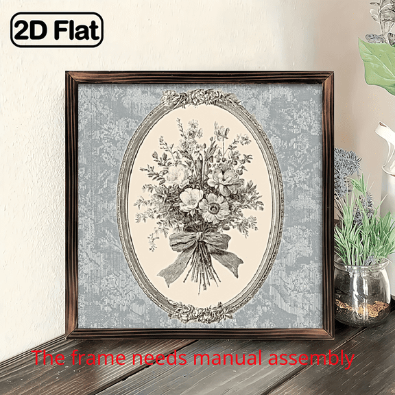 Timeless Vintage Floral Bouquet Wall Art Print Framed Botanical Picture for Bedroom Living Room Home Decor, Elegant Shabby Chic Artwork Gift for Women & Friends