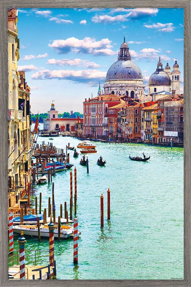 Timeless Visions - Canals of Venice Wall Poster, 14.725" x 22.375", Framed