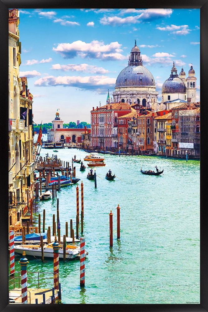 Timeless Visions - Canals of Venice Wall Poster, 14.725" x 22.375", Framed