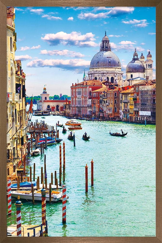 Timeless Visions - Canals of Venice Wall Poster, 14.725" x 22.375", Framed