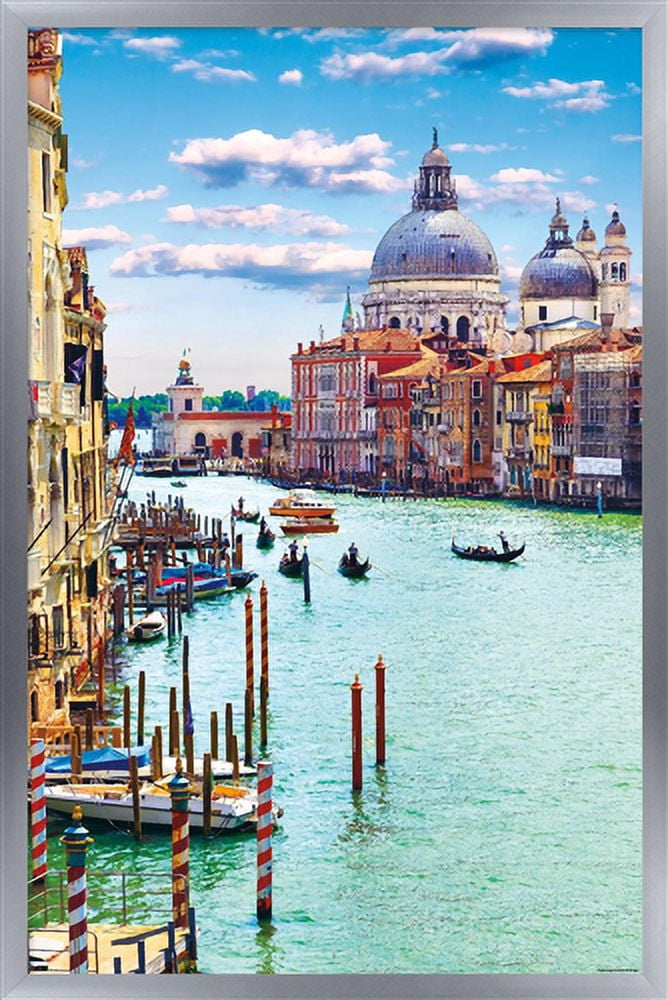 Timeless Visions - Canals of Venice Wall Poster, 22.375" x 34", Framed