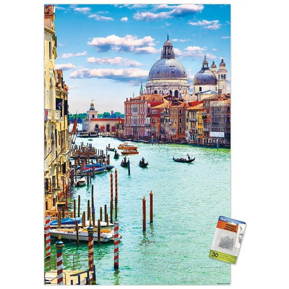 Timeless Visions - Canals of Venice Wall Poster with Pushpins, 22.375" x 34"