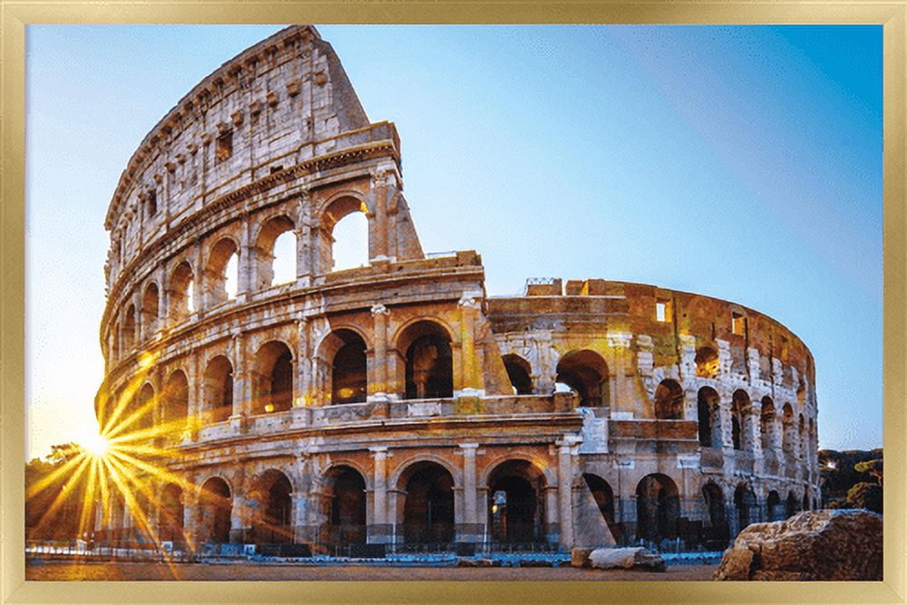 Timeless Visions - Roman Colosseum Wall Poster, 14.725" x 22.375", Framed
