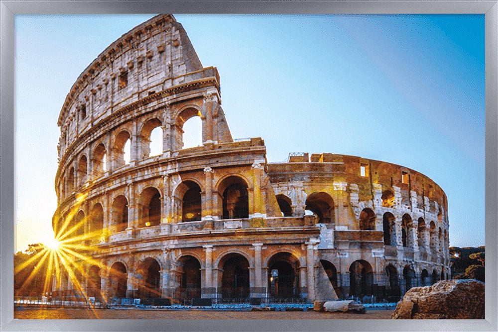 Timeless Visions - Roman Colosseum Wall Poster, 22.375" x 34", Framed