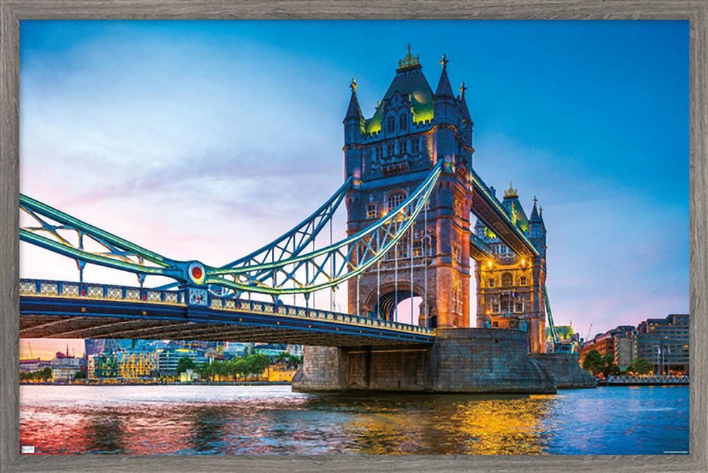 Timeless Visions - Tower Bridge Wall Poster, 22.375" x 34", Framed