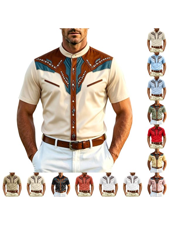 Timeless Western Button Down Long Sleeve Shirt For With Classic Collar And Fit, Beige-d, S