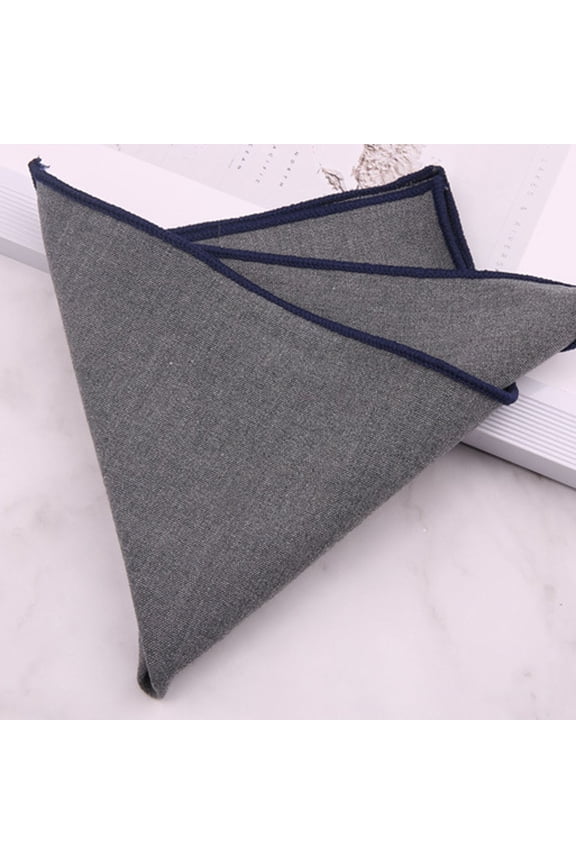 Timeless White Pocket Square For Formal Attire Pure Solid Edge Border Handkerchief Suit Dresswear Accessory, Navy