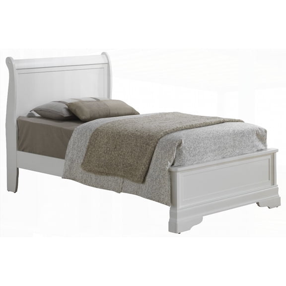 Twin Size Solid Wood Platform Bed Frame with Stable Construction and White Finish for Bedroom