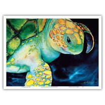 Timeless Wisdom - Hawaiian Green Sea Turtle (Honu) - From an Original Color Painting by Ari Vanderschoot - Master Art Print (Unframed) 9in x 12in