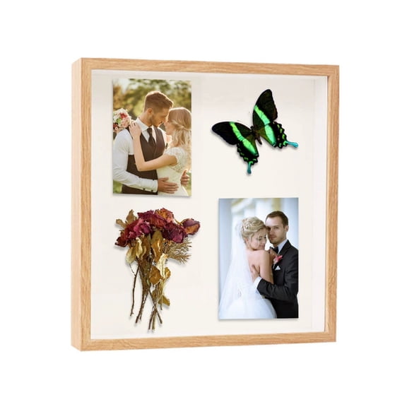 Timeless Wood Hollow Photo Frame for Desktop or Wall Mount | 6x8 Inch Square DIY Display with 3cm Compartments Handmade and Dried Storage