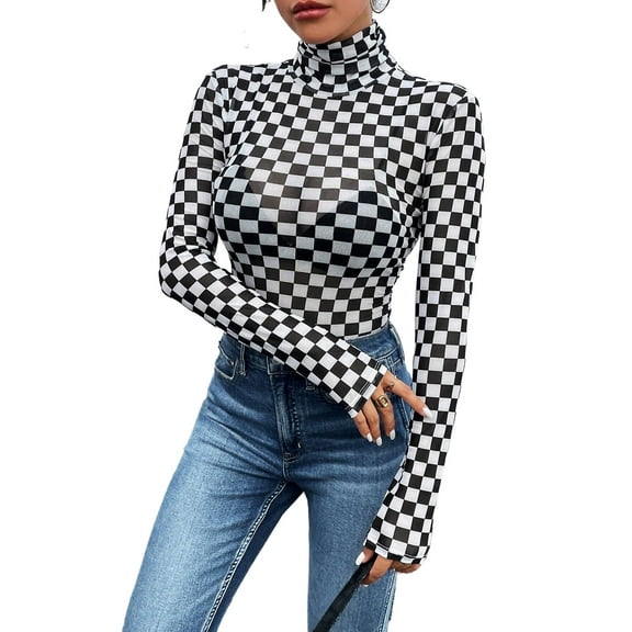 Timeless and Elegant Long Sleeve Bodysuit - Flattering High Neck Design - [ZhiHiMeRi] | (US 4-6)S