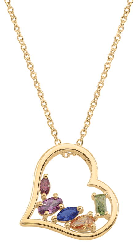 Timeless Open Heart Personalized Necklace in Gold Plated Sterling Silver