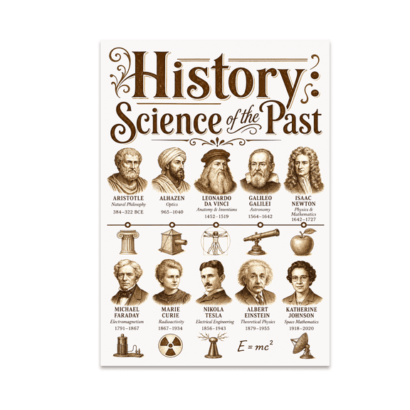 Timeline of Scientists Wall Art - Science Enthusiast - 13x19 Poster Print