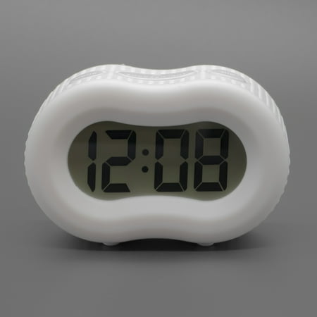 Timelink Rubber Smartlight Fashion Digital LCD Alarm Clock - White