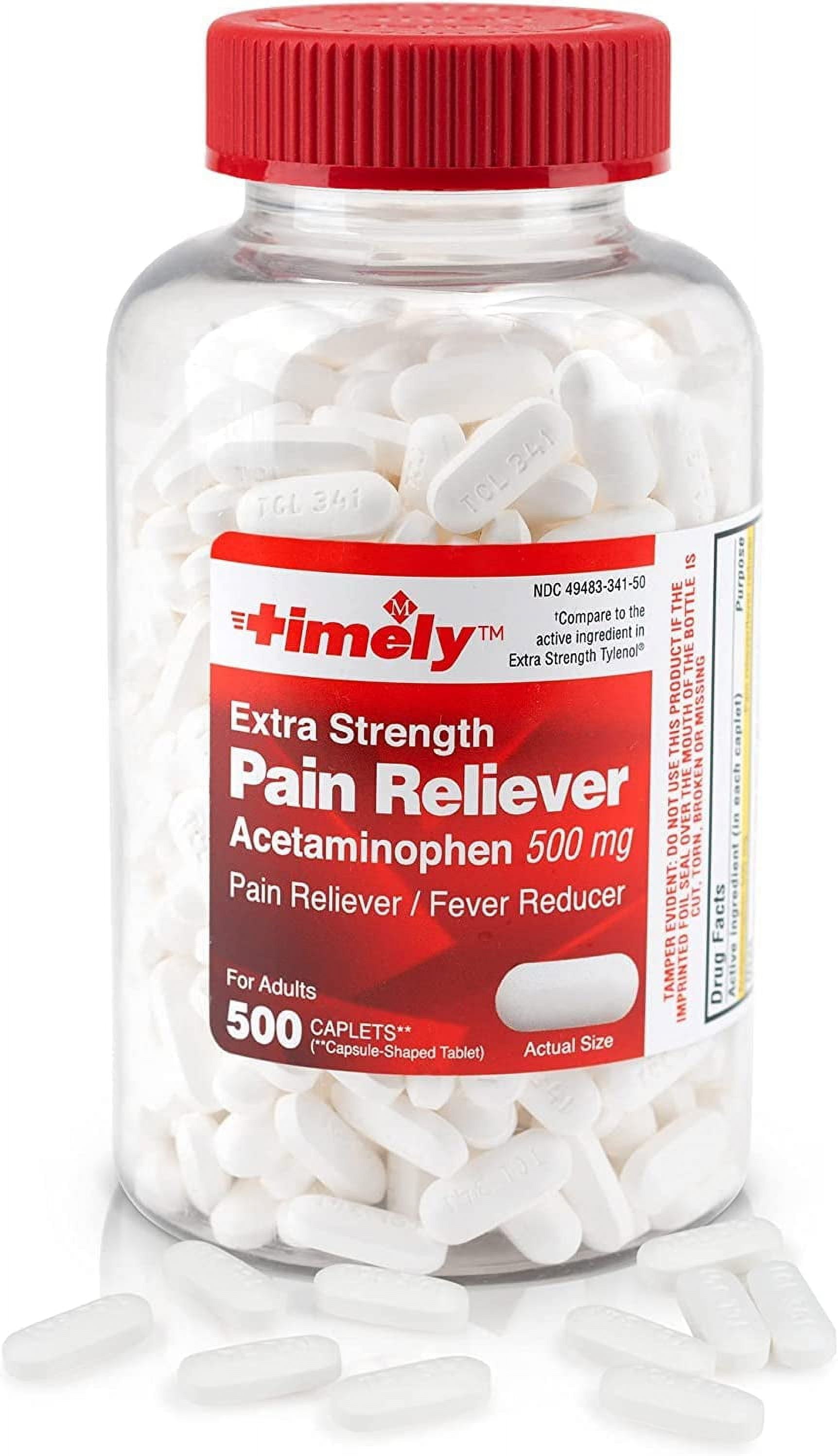 Timely Acetaminophen 500 mg Tablets 500 Count Compared to Extra
