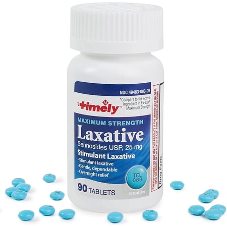 Max Strength Laxative Sennosides 25mg Tablets Occasional Constipation Relief 90 Count