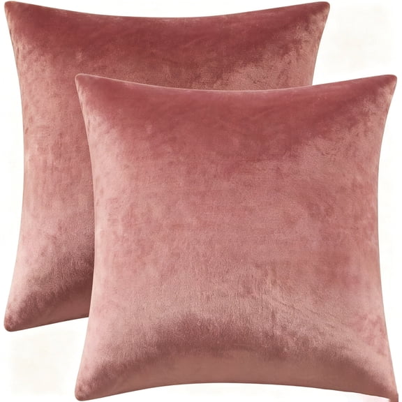 Timeper Pack of 2 Decorative Velvet Throw Pillow Covers,18x18 Inch,Pillowcases Couch Pillow Covers, Will Rose (Pillow Cover Only, No Inserts Included)