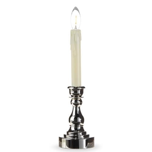 Timer Candle On Silver Stand - 13.75" - RAZ Imports