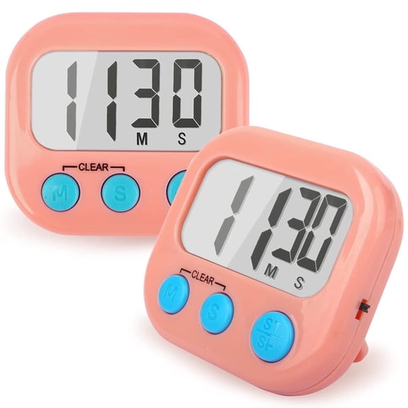 Timer, Kitchen Timer, Timer for Kids, 2 Pack Digital Timer for Cooking, Egg Timer, Cute Magnetic Desk Timers for Classroom, Teacher, Toothbrush, Exercise, Oven, Baking, Table, Productivity,Pink