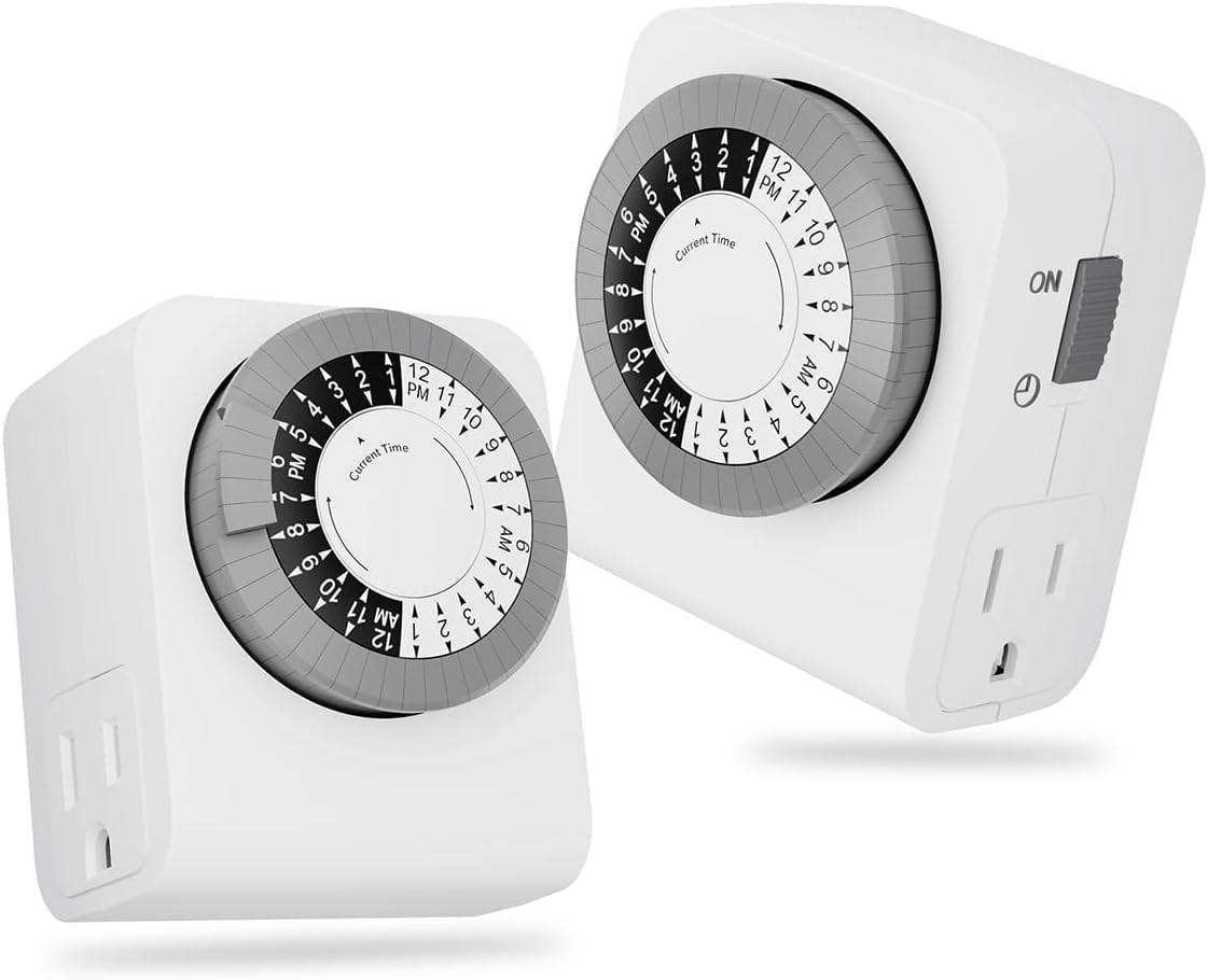 Timer Outlet with 2 Grounded Outlets, Mechanical Light Timers for ...