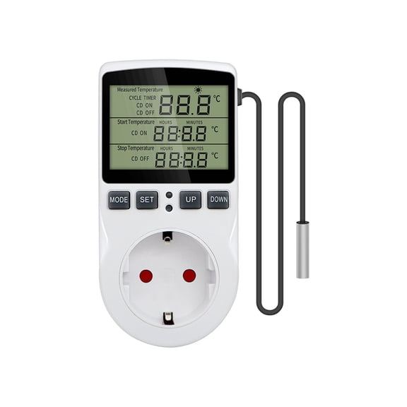 Timer Socket Digital Thermostat ,Temperature Controller Socket Outlet With Timer Switch Cooling Heating Temperature Sensor ,Easy to Install
