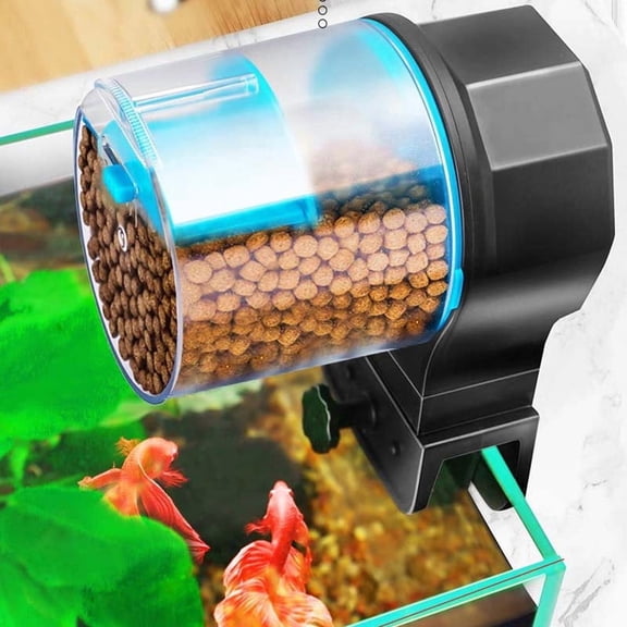 Timer automatic fish tank feeder - suitable for various fish, aquarium vacation automatic feeder, adjustable part control for particles and flakes (without battery)