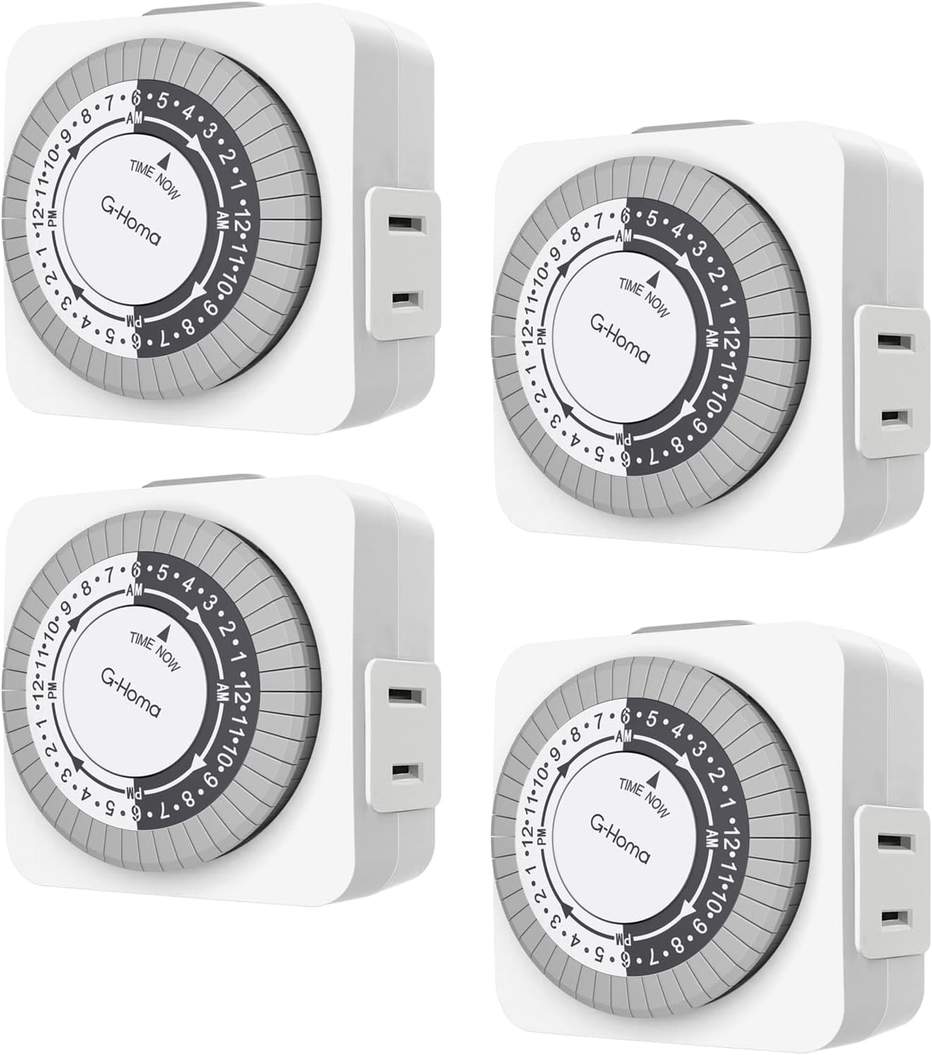 Timers for Electrical Outlets 4 Packs,24 Hour Indoor Plug-in Mechanical ...