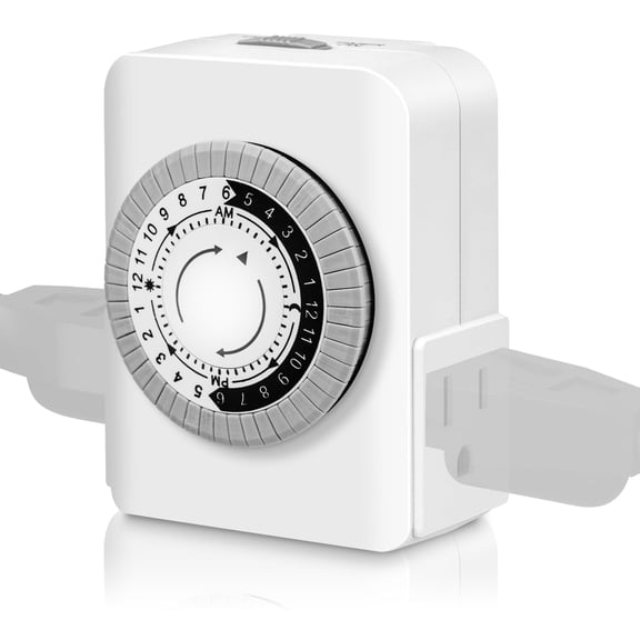 Timers for Electrical Outlets Indoor, AaiVrylliz 3-Prong Dual Outlet Timer,24-Hour 30 Minute Daily On/Off Cycle, Plug-in Mechanical Timers for Christmas Lights, Lamps, Grow Light